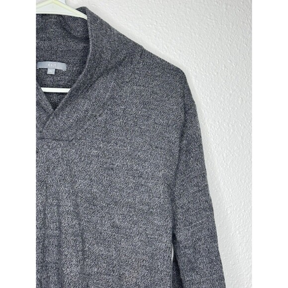 K+J2 Grey Pepper Merino Wool Sweater Mens Size XL Shawl Neck Gray *See Pics* - Picture 4 of 16